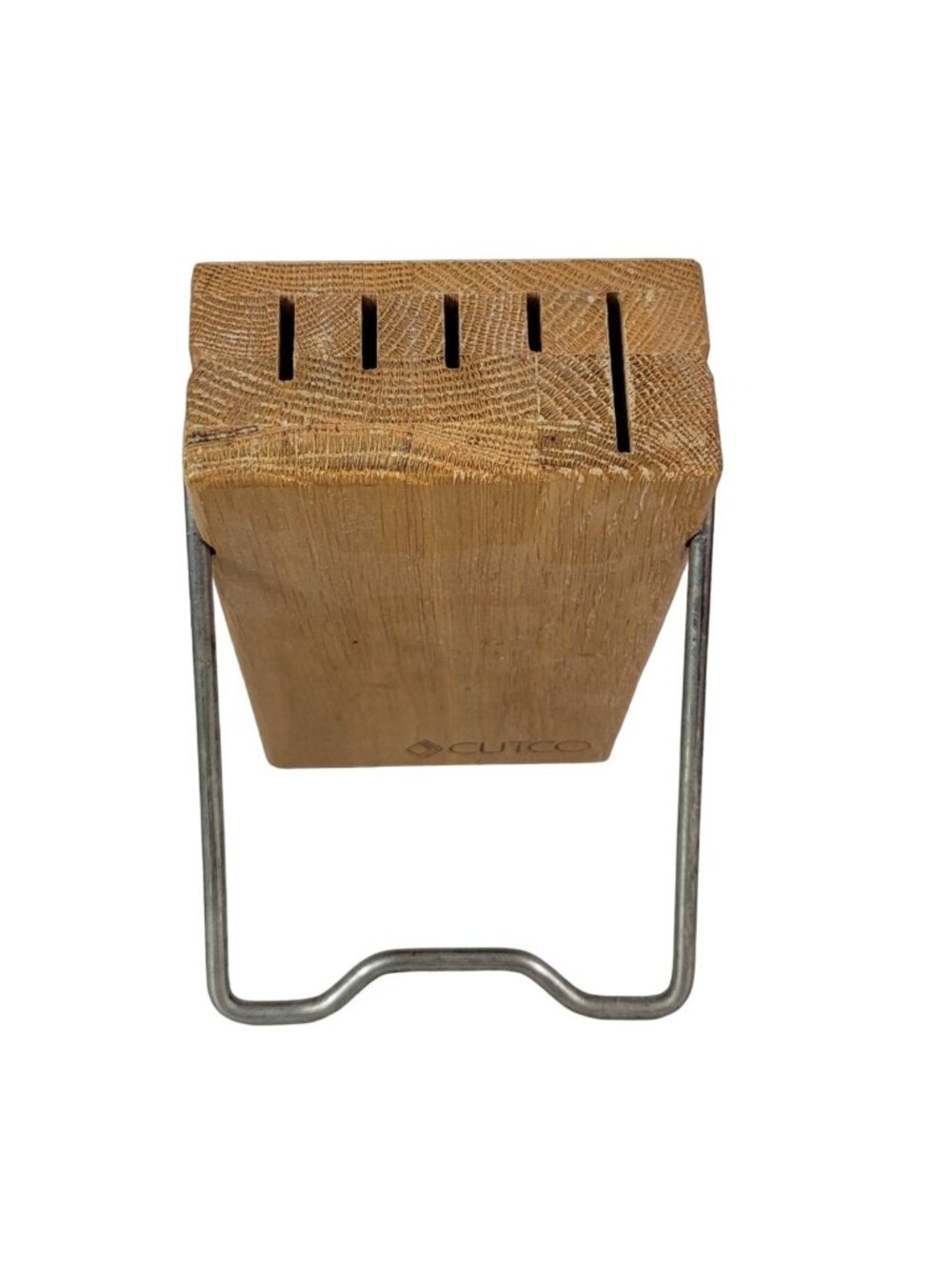 Cutco Space Saver 5 Slot Wood Knife Block Only Metal Bar Stand Honey Oak #1746 - Picture 5 of 11